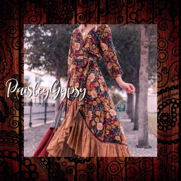 Floral Bohemian V Neck Patchwork Maxi Dress - Picture 10 of 16